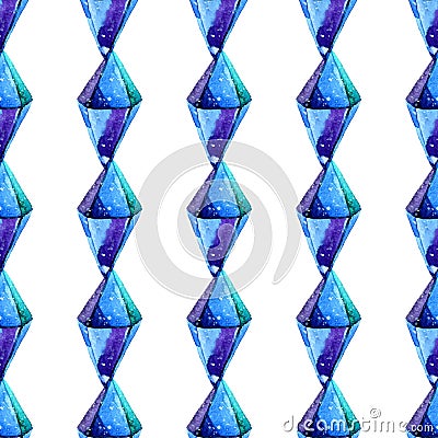 Vector Watercolor illustration of diamond crystals - seamless pattern. Stone jewel background. Can be used for textile Vector Illustration