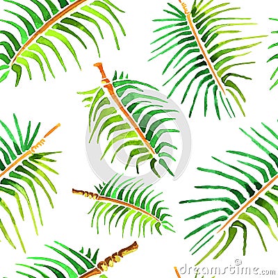 Vector watercolor palm tree leaf background Vector Illustration