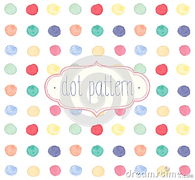 Vector Watercolor seamless dot pattern. Vector Illustration