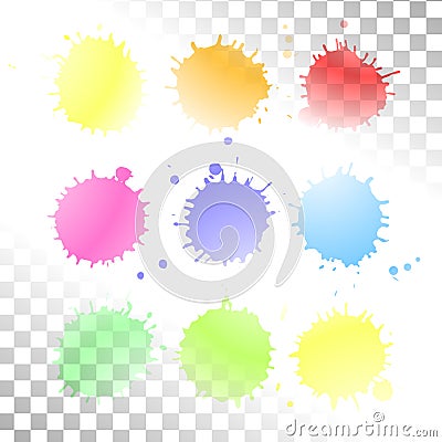 Vector watercolor transparent stain. Set of ink blots Vector Illustration