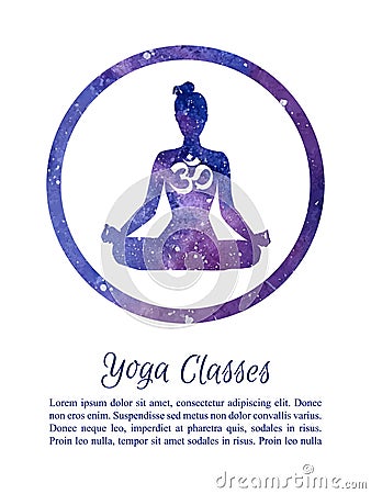 Vector watercolor yoga and meditation card template Vector Illustration