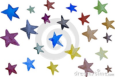 Vector watercolors colorful stars design elements Vector Illustration