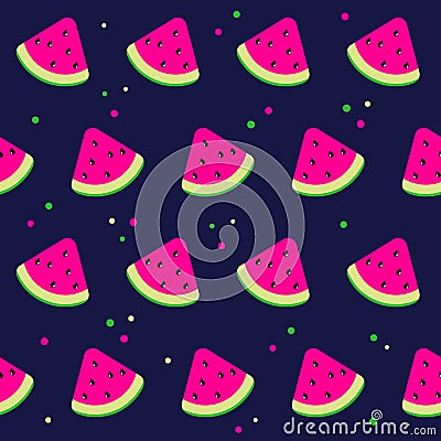 Vector watermelon background with black seeds. Vector Illustration