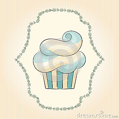 Vector waved cupcake. Vector illustration Vector Illustration