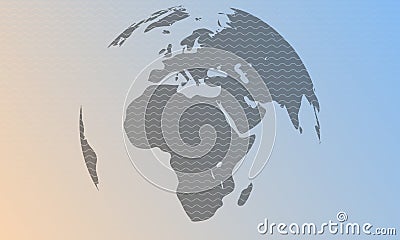 Vector waves abstract background with globe. Vector Illustration