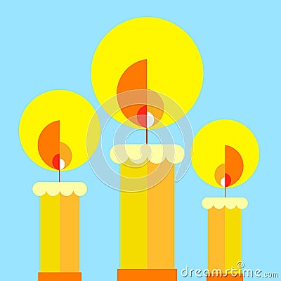 Vector wax illustration fire candle flame candlelight Vector Illustration