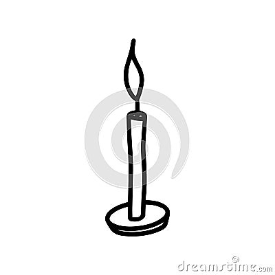 Vector wax or paraffin candle isolated on white background. Birthday and Christmas candle for celebrations for design Vector Illustration