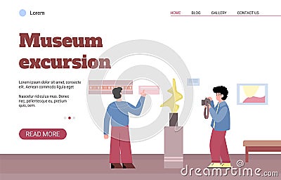 Vector web banner for ads about museum or art gallery excursion. Vector Illustration