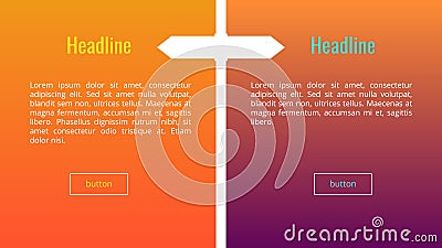 Vector web banner, silhouette of a signpost, with place for text to post various information and the need to make a choice. Design Stock Photo