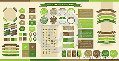 Vector Web Elements, Buttons and Labels. Site Navigation,Flat icons,website design elements . Vector Illustration