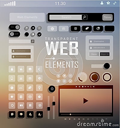 Vector Web Elements, Buttons and Labels. Site Navigation. Stock Photo