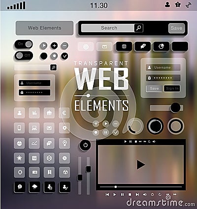 Vector Web Elements, Buttons and Labels. Site Navigation. Stock Photo