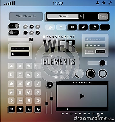 Vector Web Elements, Buttons and Labels. Site Navigation. Stock Photo