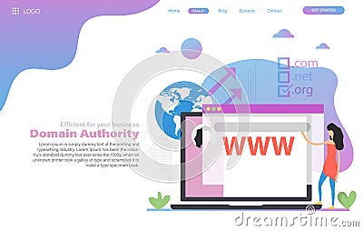 Vector web header template of domain authority in flat Vector Illustration
