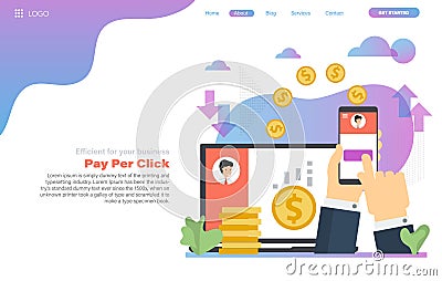 Vector web header template of finance pay per click business concept Vector Illustration