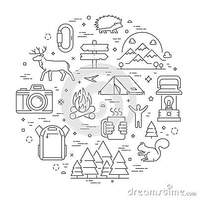 Vector web line concept for hiking Stock Photo