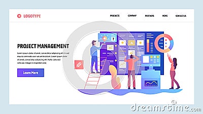 Vector web site design template. Agile project management and business teamwork. Landing page concepts for website and Vector Illustration