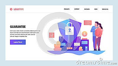 Vector web site design template. Family budget and financial insurance. Guarantee and secure in future. Landing page Vector Illustration
