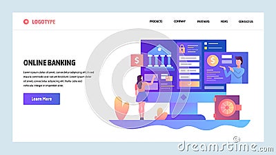 Vector web site design template. Online banking and digital money service. Landing page concepts for website and mobile Vector Illustration