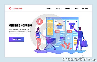 Vector web site design template. Online shopping, internet clothes store. Sale and consumerism. Landing page concepts Vector Illustration