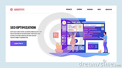 Vector web site design template. Search Engines optimization SEO and digital marketing. Landing page concepts for Vector Illustration