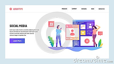Vector web site design template. Social media profile. Landing page concepts for website and mobile development. Modern Vector Illustration