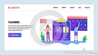 Vector web site design template. Task manager and time schedule management. Landing page concepts for website and mobile Vector Illustration