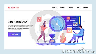 Vector web site design template. Time management concept. Business project deadline and schedule. Landing page concepts Vector Illustration