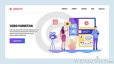 Vector web site design template. Video marketing and advertisement. Landing page concepts for website and mobile Vector Illustration