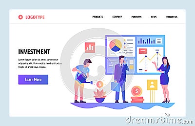 Vector web site gradient design template. Business investment and roi financial report. Landing page concepts for Vector Illustration