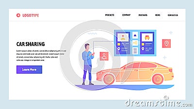 Vector web site gradient design template. Car sharing and taxi app. Landing page concepts for website and mobile Vector Illustration