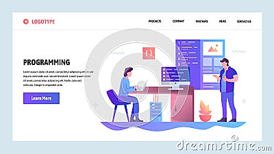 Vector web site gradient design template. Coding and software app development. Landing page concepts for website and Vector Illustration