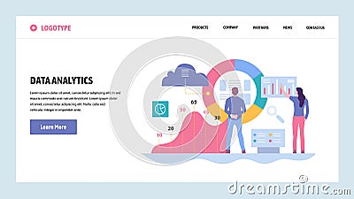 Vector web site gradient design template. Data analytics, dashboard and business finance report. Landing page concepts Vector Illustration