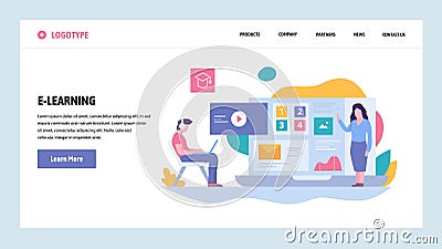 Vector web site gradient design template. Online education and courses. Landing page concepts for website and mobile Vector Illustration