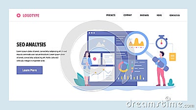 Vector web site gradient design template. SEO analytics and optimization. Online marketing and keyword suggestions Vector Illustration