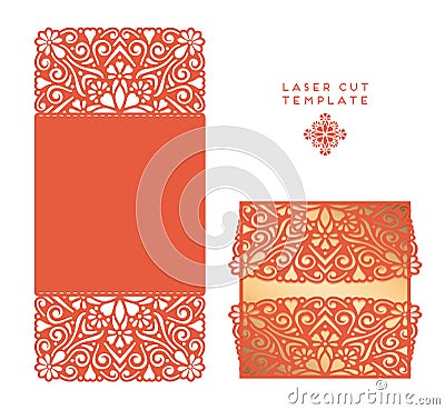 Vector wedding card laser cut template Vector Illustration