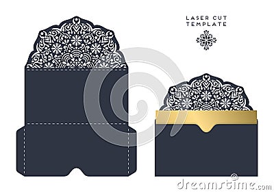 Vector wedding card laser cut template Vector Illustration