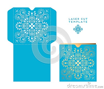 Vector wedding card laser cut template Vector Illustration