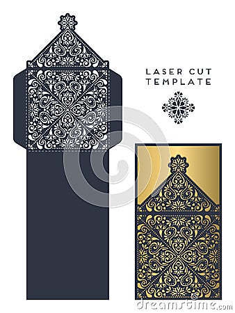 Vector wedding card laser cut template Vector Illustration