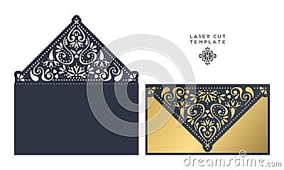 Vector wedding card laser cut template Vector Illustration
