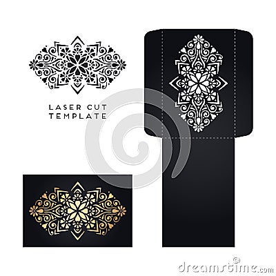 Vector wedding card laser cut template Vector Illustration