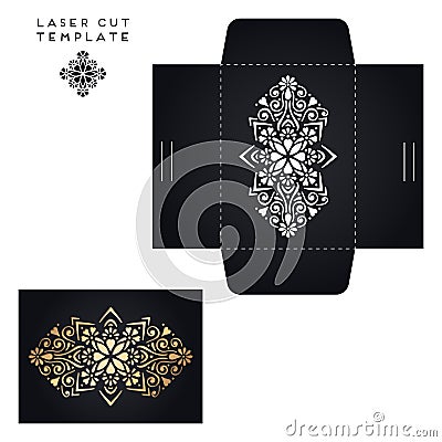 Vector wedding card laser cut template Vector Illustration