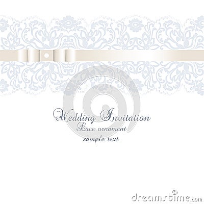 Vector Wedding Invitation card with lace floral ornamenÐµ Vector Illustration