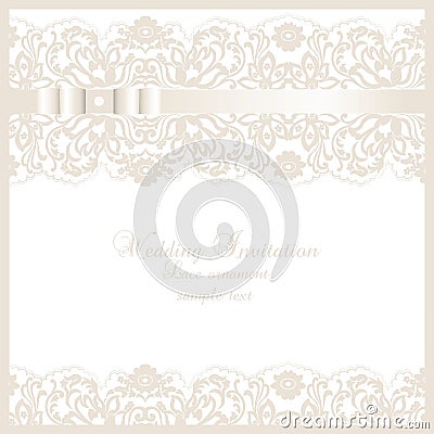 Vector Wedding Invitation card with lace floral ornament Vector Illustration