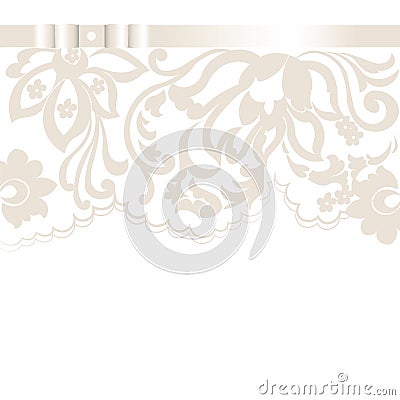 Vector Wedding Invitation card with lace floral ornament Stock Photo