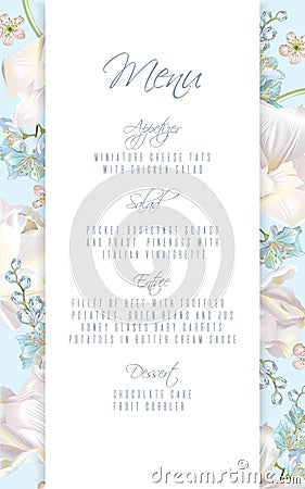 Tulip blue menu Vector Illustration