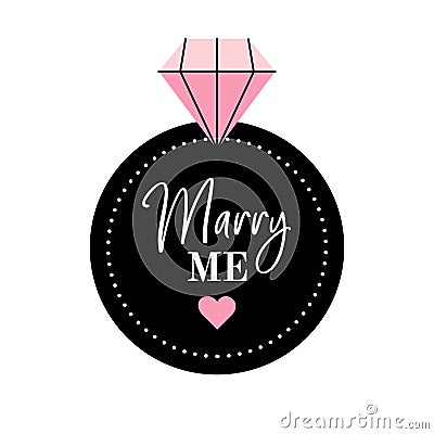 Vector wedding ring for bride marry me Vector Illustration