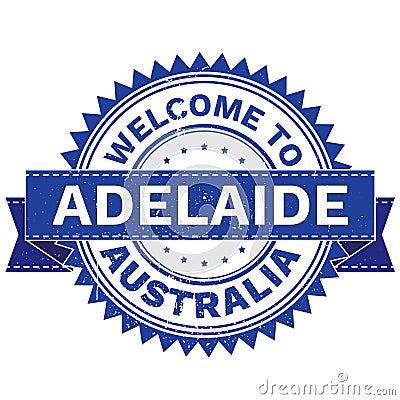 Vector of WELCOME TO City ADELAIDE Country AUSTRALIA. Stamp. Sticker. Grunge Style. EPS8 . Vector Illustration