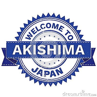 Vector of WELCOME TO City AKISHIMA Country JAPAN. Stamp. Sticker. Grunge Style. EPS8 . Vector Illustration