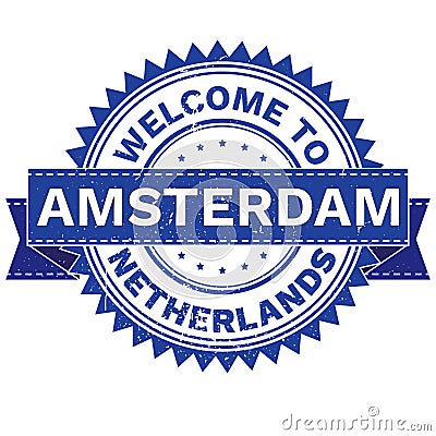 Vector of WELCOME TO City AMSTERDAM Country NETHERLANDS. Stamp. Sticker. Grunge Style. EPS8 . Vector Illustration